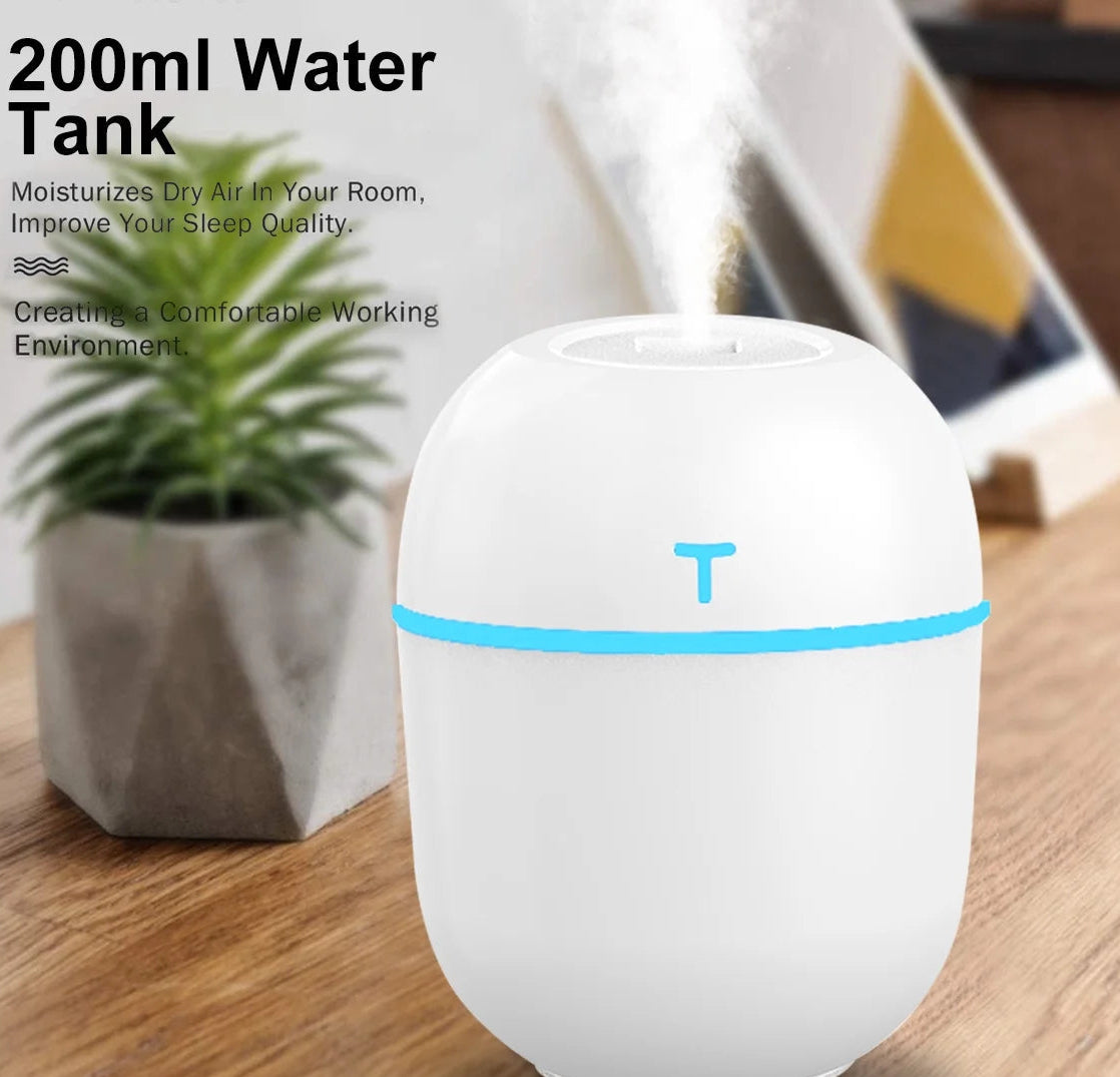 Colorful Cool Mini Humidifier, USB Personal Desktop Humidifier for Car, Office Room, Bedroom,Etc. Auto Shut-Off, 2 Mist Modes, Super Quiet. (White)